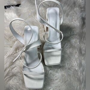 Elegant White Strappy Women's Heels